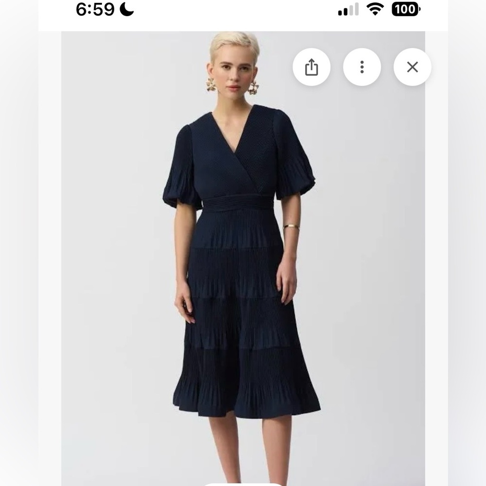 Joseph Ribkoff NWT Navy Ruffle Midi Dress